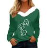 Женская футболка St. Рубашка с принтом Патрика, длинный рукав, праздничная атмосфера, флисовый воротник, топ с V-образным вырезом