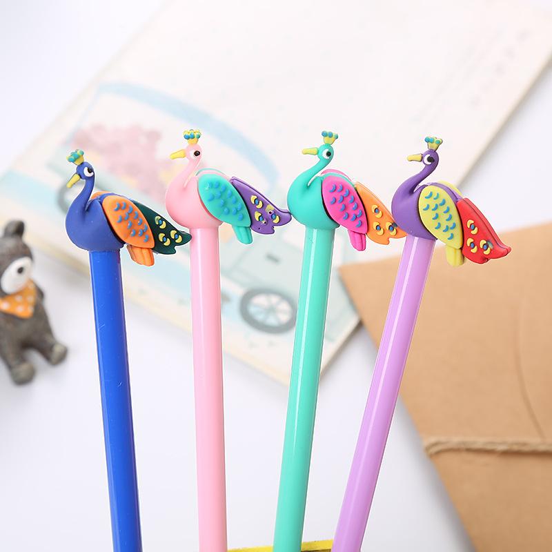 10Pcs Peacock Modeling Gel Pen Black Ink Pen Black Examination Designed For School, Office And Home Business Fine Writing Instruments