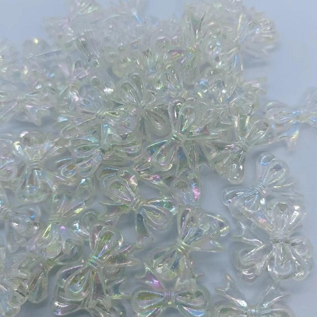 Transparent Acrylic Colored Ribbon Bow Beads for DIY Jewelry Making