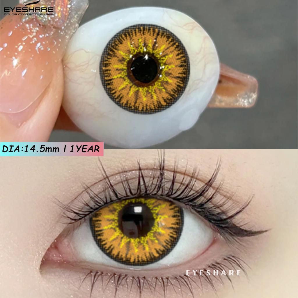 Eyeshare Абсолютно новые цветные контактные линзы для ролевых игр на Хэллоуин, синие очки с красным зрачком, розовые косметические линзы, цветные линзы для макияжа в стиле аниме, 1 пара