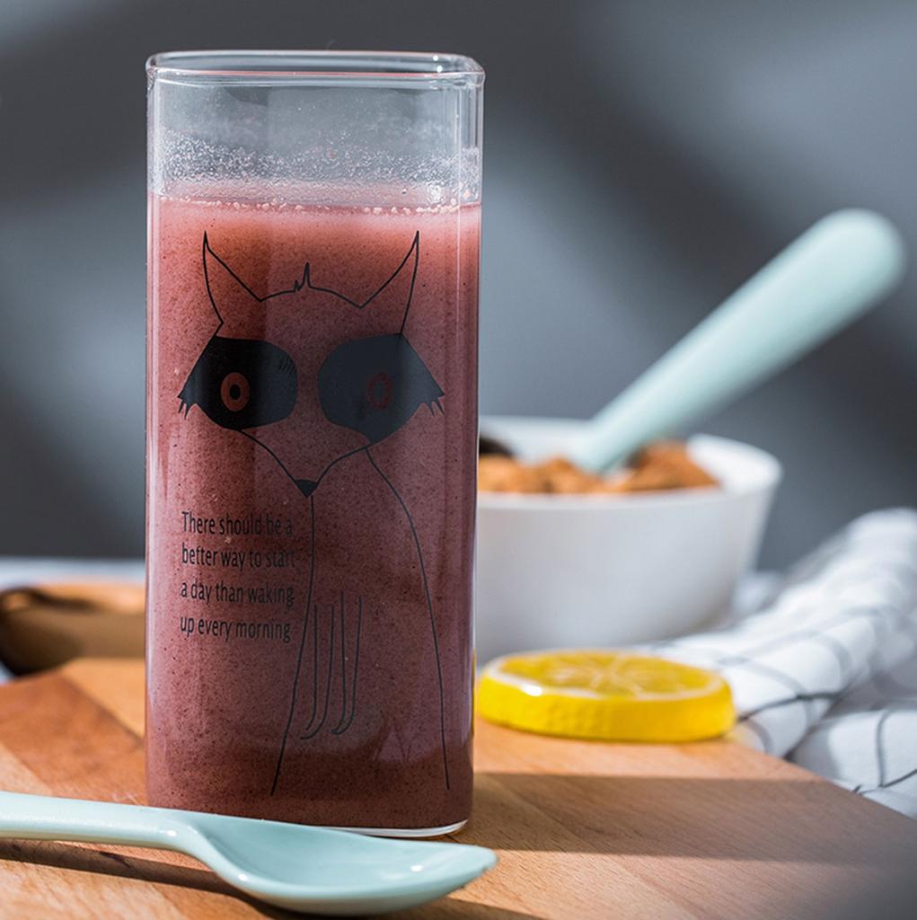 Мультяшное квадратное стекло, однослойное домашнее стекло для кофе, офиса, стакан для сока, напитка