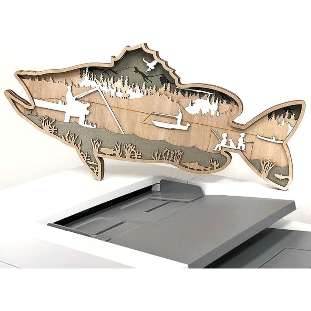 Настенная декоративная картина для комнаты, интерьера и улицы, 3D-многослойное деревянное искусство - широкоэкранный горный пейзаж для демонстрации подарков на новоселье, дне рождения, рождественских подарках