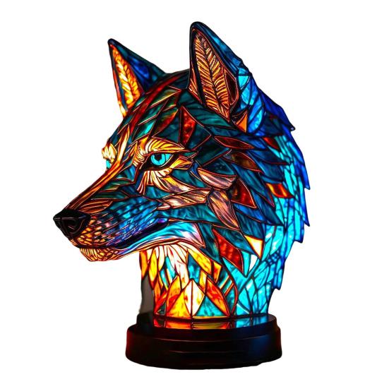 Stained Glass Animal Table Lamp Battery Operated Vintage Animal Night Light Home Office