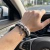 Набор из 2 шт. Модные браслеты с бусинами в виде креста из натуральных камней для мужчин. Винтажные браслеты с бусинами из белого бирюзы и вулканического камня. Подарки для мужчин.