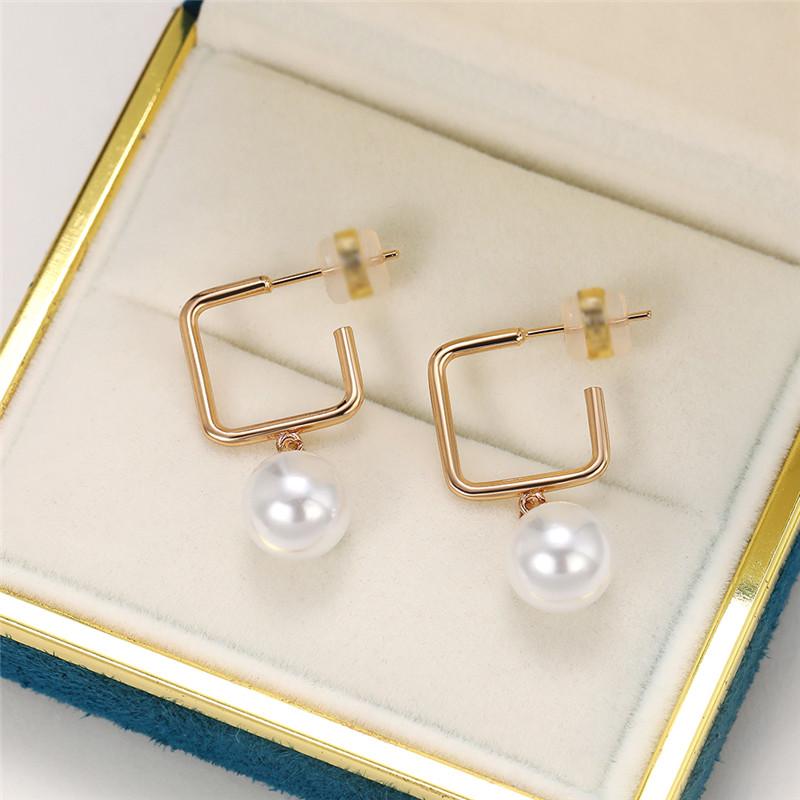 BELLA BOX Simple Stylish Female Earrings With Simulated Pearl Temperament Sweet Ear Piercing Accessories For Women Fashion Jewelry