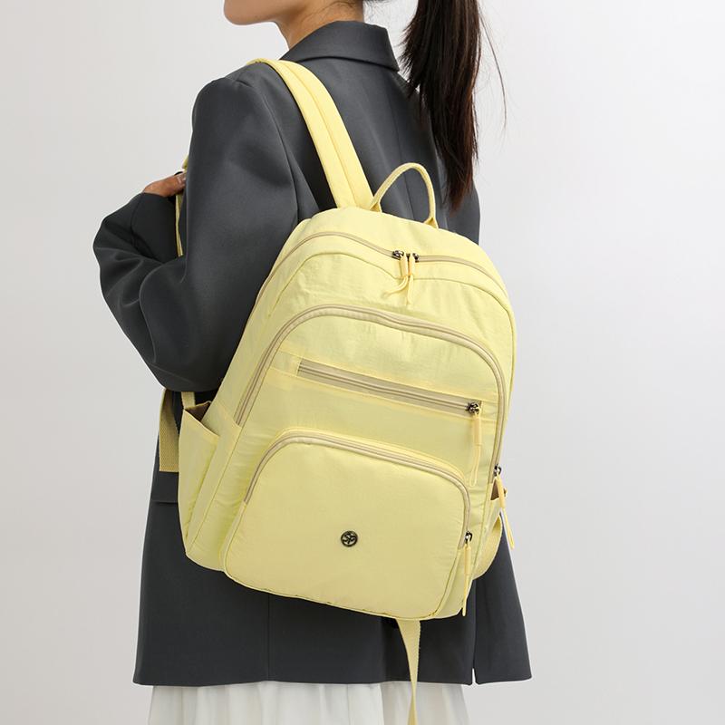 Однотонный рюкзак женский многослойный карман водоотталкивающий нейлоновый рюкзак