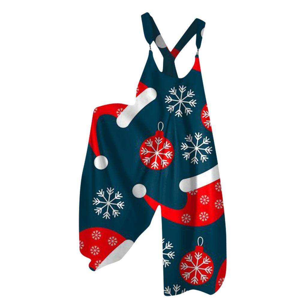 Женский летний комбинезон с рождественским принтом в винтажном стиле (Нерегулируемые ремни)