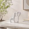 Абстрактная скульптура из смолы "Человек и собака", Ручная роспись, Фигурка "Связь человека и питомца", Интимная фигурка "Лицом к лицу", Декор для офиса, гостиной,