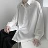 Lapel Long Sleeve Single-breasted Men Shirt Spring Autumn Loose Fit Solid Color Shirt