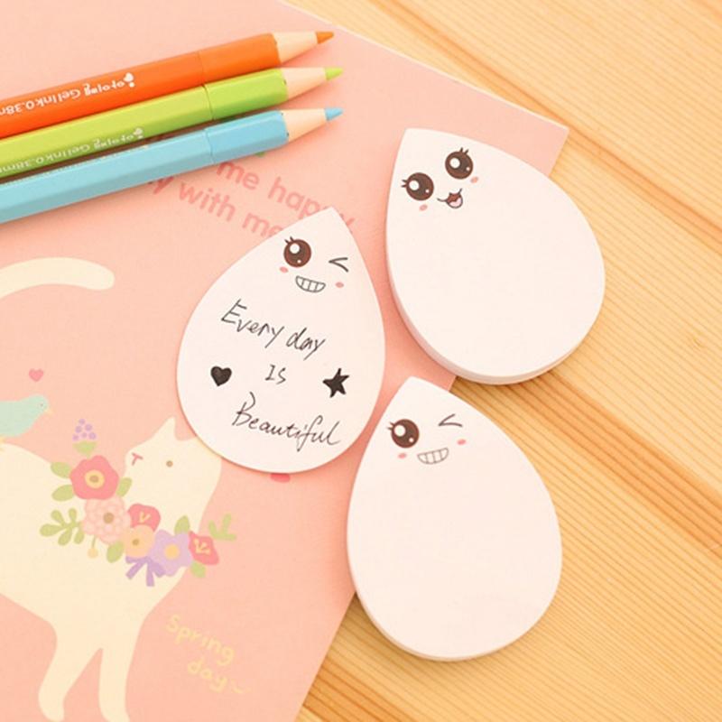 3Pcs Kawaii Water Drop Pad Post-it Sticky Bookmark Cute Stationery