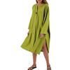 Women's Dresses Loose Casual Solid Color V-Neck Button Long Dresses