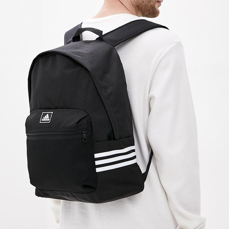 Adidas Classic Three Stripes Polyester Backpack Unisex Backpacks Black FT6713