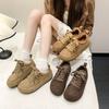 2025 зима новые удобные внутренние туфли на платформе с ремешком для увеличения роста, с мелким вырезом, повседневные, из натуральной шерсти и хлопка, женская обувь