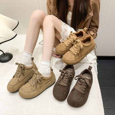 2025 зима новые удобные внутренние туфли на платформе с ремешком для увеличения роста, с мелким вырезом, повседневные, из натуральной шерсти и хлопка, женская обувь