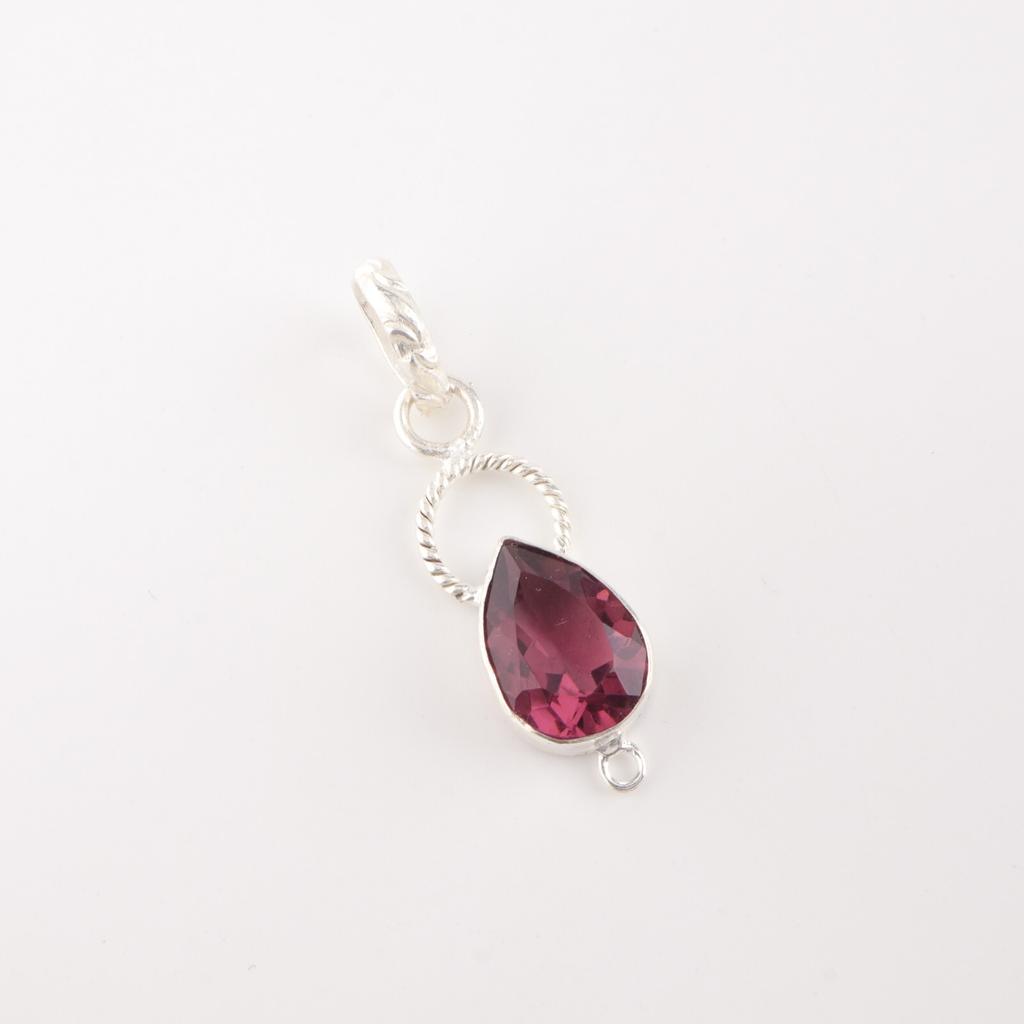 Rhodolite Gemstone 925 Sterling Silver Jewelry Handmade Pendant 1.40" For Her PP-12-37