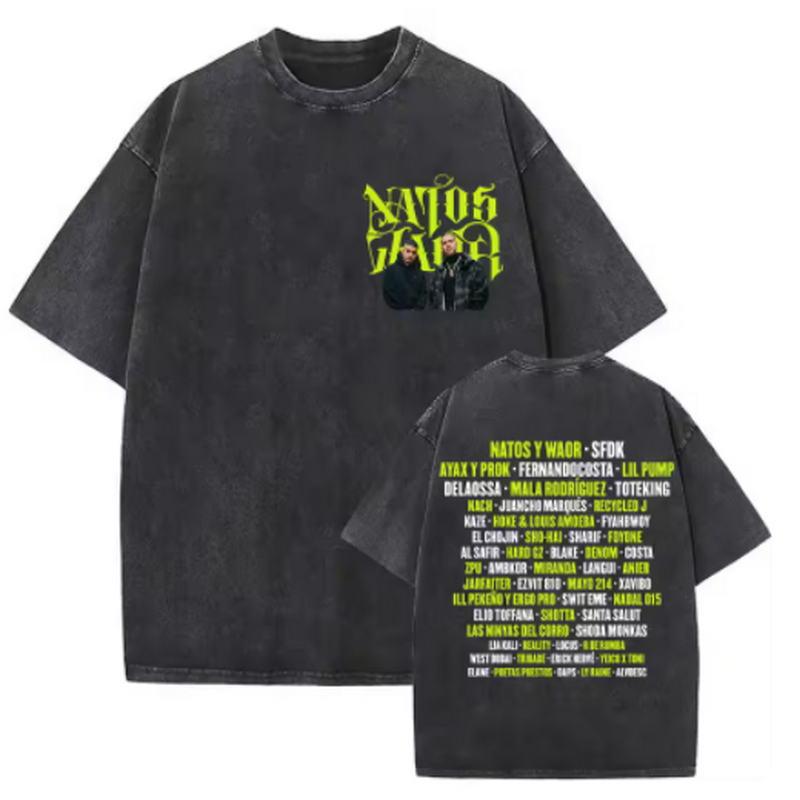 Rapper Natos Waor Vintage Washed T Shirt Men Women Summer Letter Print High Quality Tshirts Fashion Cotton Short Sleeve Tshirt