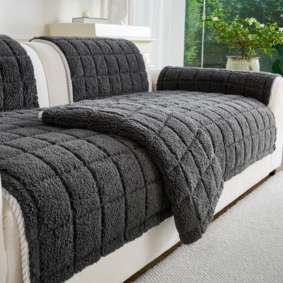 Простой стиль Мягкий чехол для дивана Зимний Теплый Утолщенный Плюшевый Угловой Чехол на Подушку Дивана Накидка для Гостиной Нескользящий Коврик для Дивана