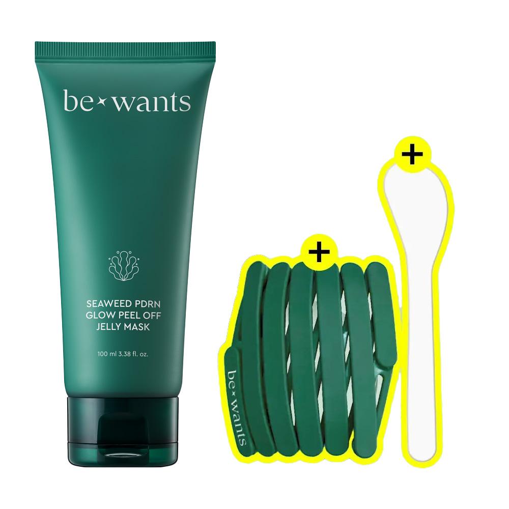BEWANTS Набор масок-желе с водорослями и PDRN для сияния, пилинг-маска (100 мл + Повязка на голову + Шпатель)