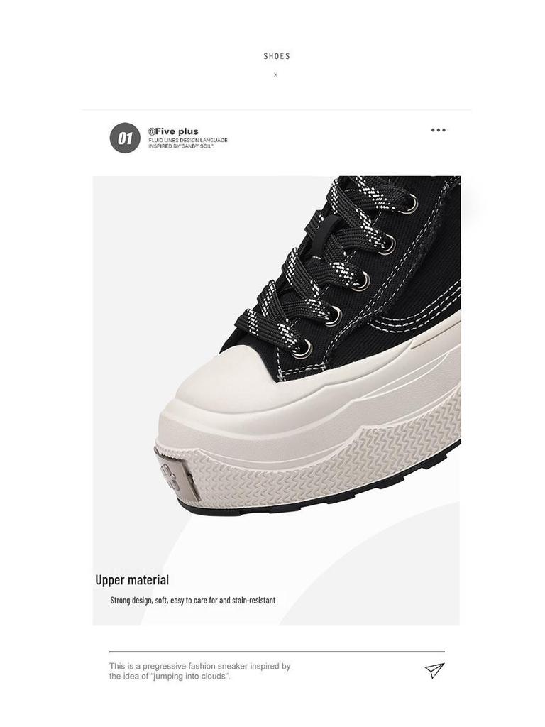 Трендовые парусиновые туфли на толстой подошве в стиле ретро, черного цвета, дышащие, весна/осень 2025