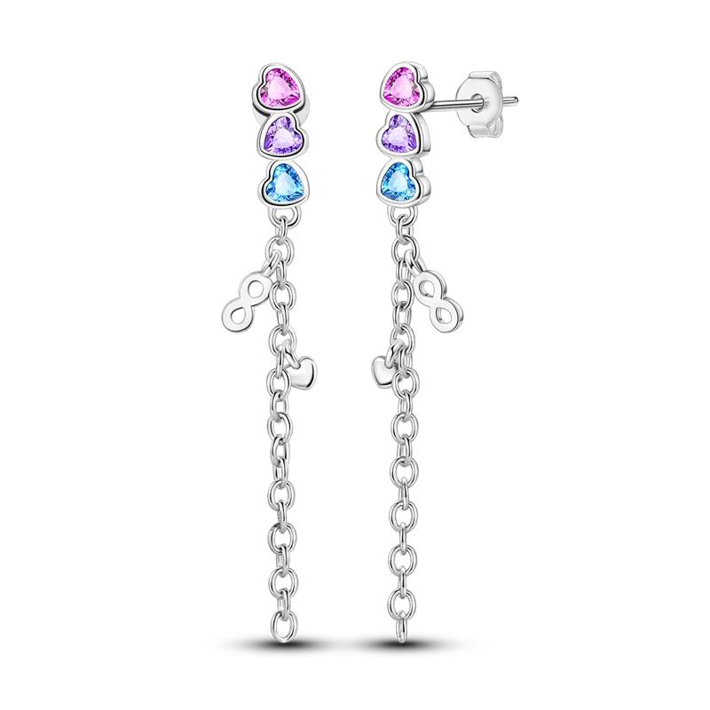 925 Silver Love Feather Moon Star Heart Earrings for Women Girls Charms Hoop Stud Jewelry Gifts