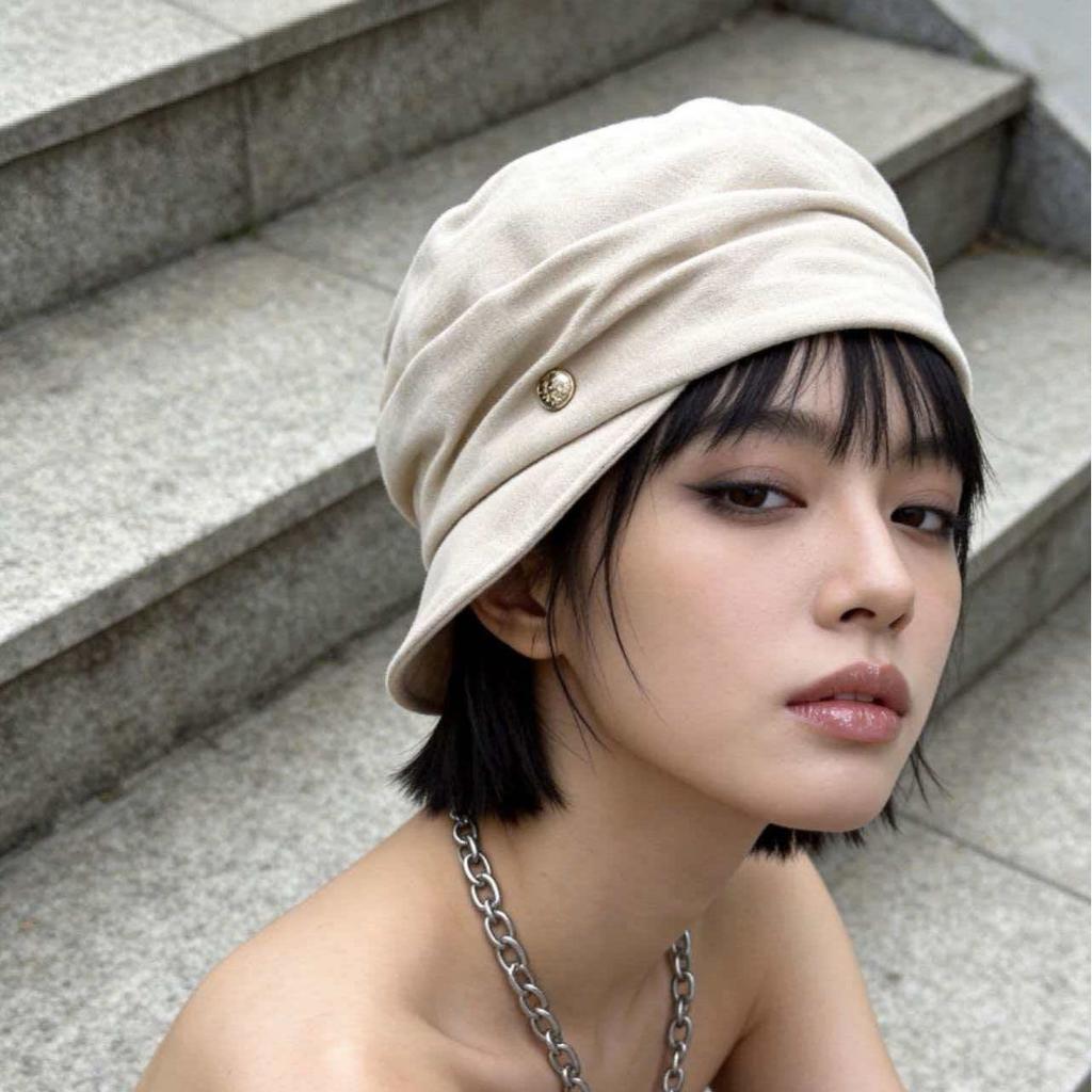 New cotton and linen flat top soft brim equestrian hat adjustable casual simple literary retro versatile hat newsboy hat