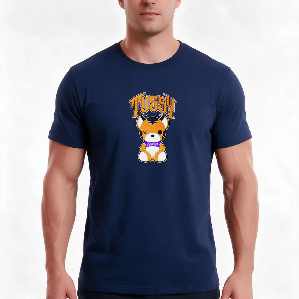 Футболка Tussy Games Летняя Повседневная Хлопковая Футболка Оверсайз Уличная Одежда Топы Винтажный Графический Принт Свободный Крой Короткий Рукав