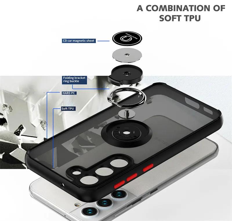 Противоударный бронированный матовый чехол для Samsung Galaxy A55 A35 M14 M23 M13 M32 M31 M33 M51 M52 M53 M54 Магнитный держатель кольцо подставка чехол