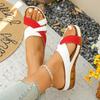 New Women's One-Strap Sandals Versatile Color-Block Fish-Mouth Thick-Soled Wedge Slippers