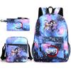 New Schoolbag Animation Three-piece Set Heat Transfer Schoolbag Small Shoulder Pencil Bag Primary and Secondary School Students Backpack
