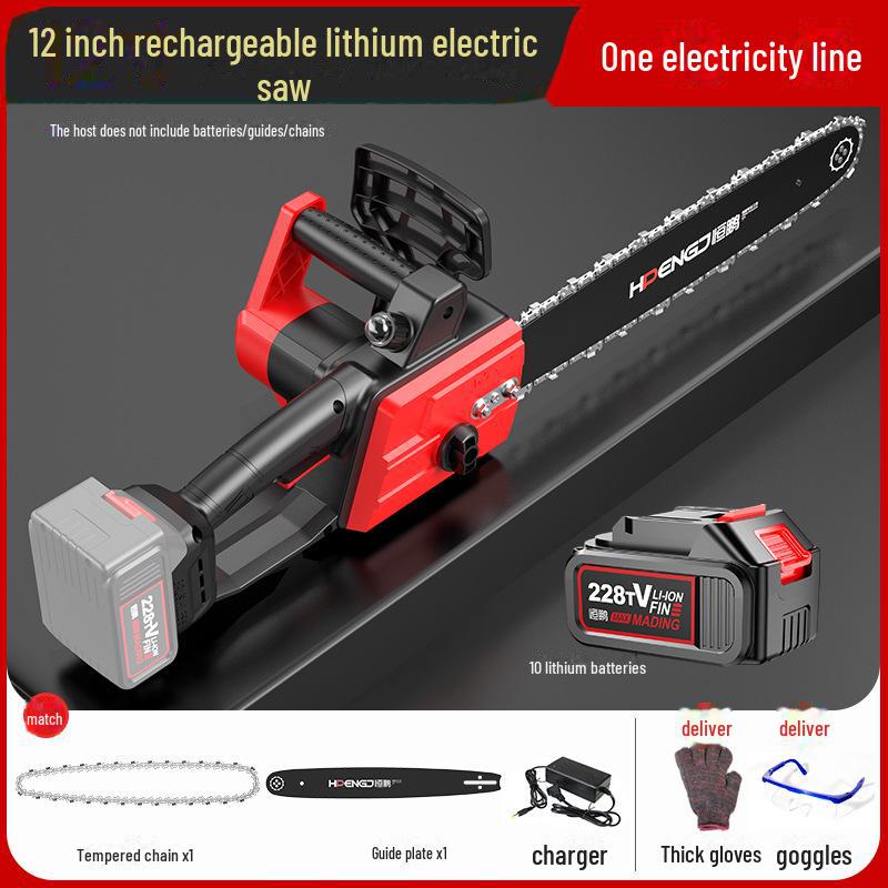 Аккумуляторная цепная пила Hengpeng 12" с литиевой батареей — мощная ручная электрическая пила для использования на открытом воздухе
