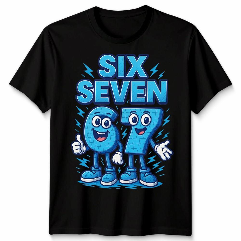 Six Seven Number 67 Cartoon Funny Retro Gamer Style Unisex Tshirt Gift