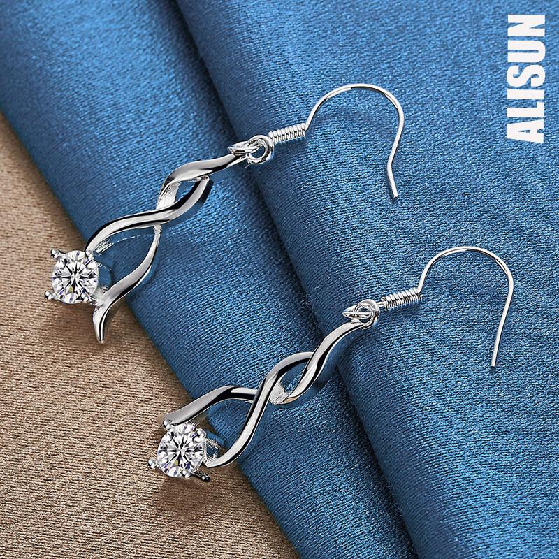925 Sterling Silver AAA Zircon Pendant Piercing Earrings Fashionable Wedding Jewelry