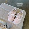 Girls Sports Shoes Chinese Style Kids Casual Shoes with Sweet Flowers 2024 Autumn New Girls Princess Shoes with Cute Ribbon Bow