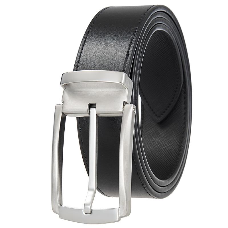 Pin buckle belt, punched belt, men first layer cowhide belt