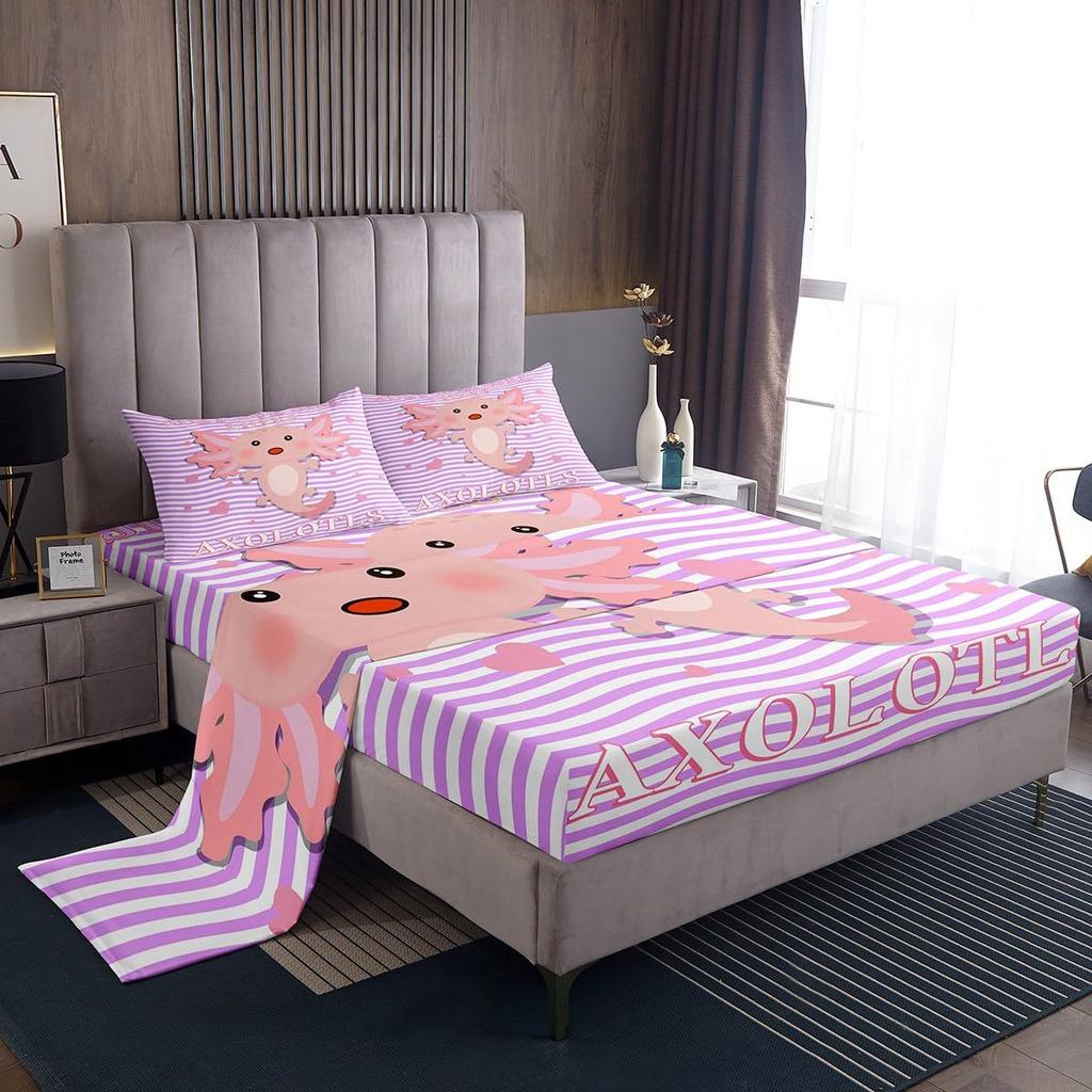 Cartoon Marine Animal Pattern Bed Hat Four-Piece Bedding Set Bedroom Dormitory Bedding Decoration