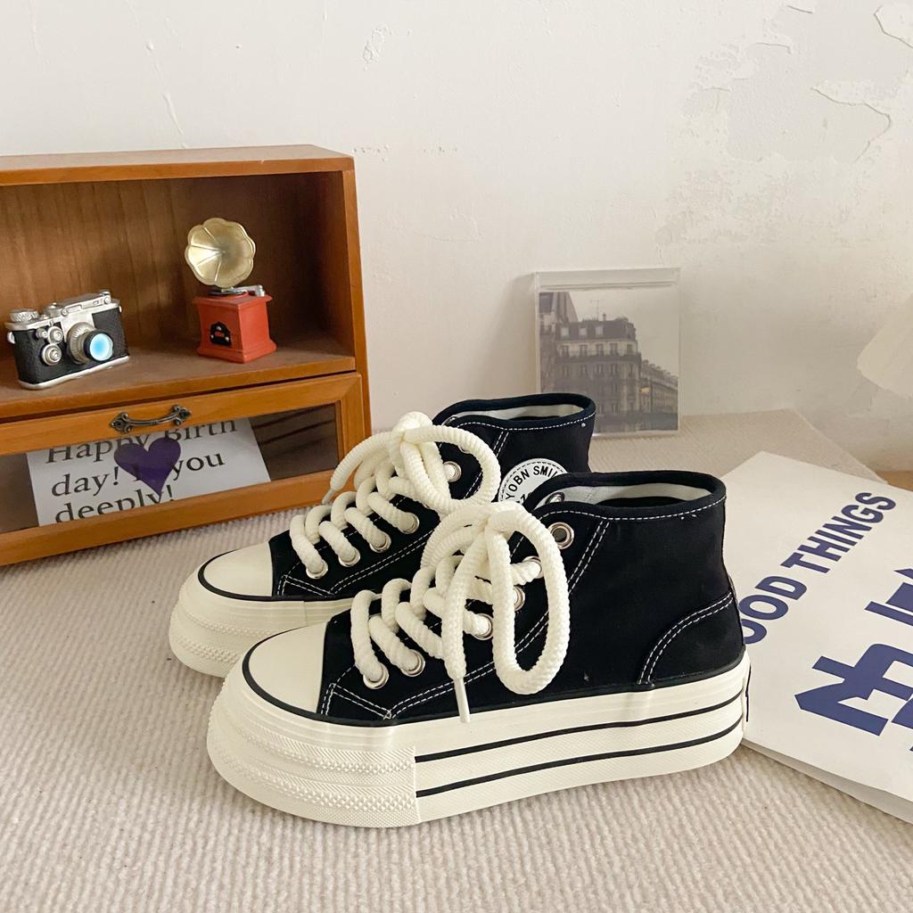 H1028 + H1057 + H1292 Две пары женских парусиновых туфель на платформе на одну ногу, ленивые универсальные нишевые ins доски