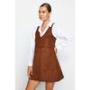 Коричневое замшевое мини-вязаное платье без рукавов с v-образным вырезом Twoaw24el00543