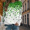 Autumn&Spring Clothing Heart Shaped Clover Print Sweater Tops for Women Round Neck Long Sleeve