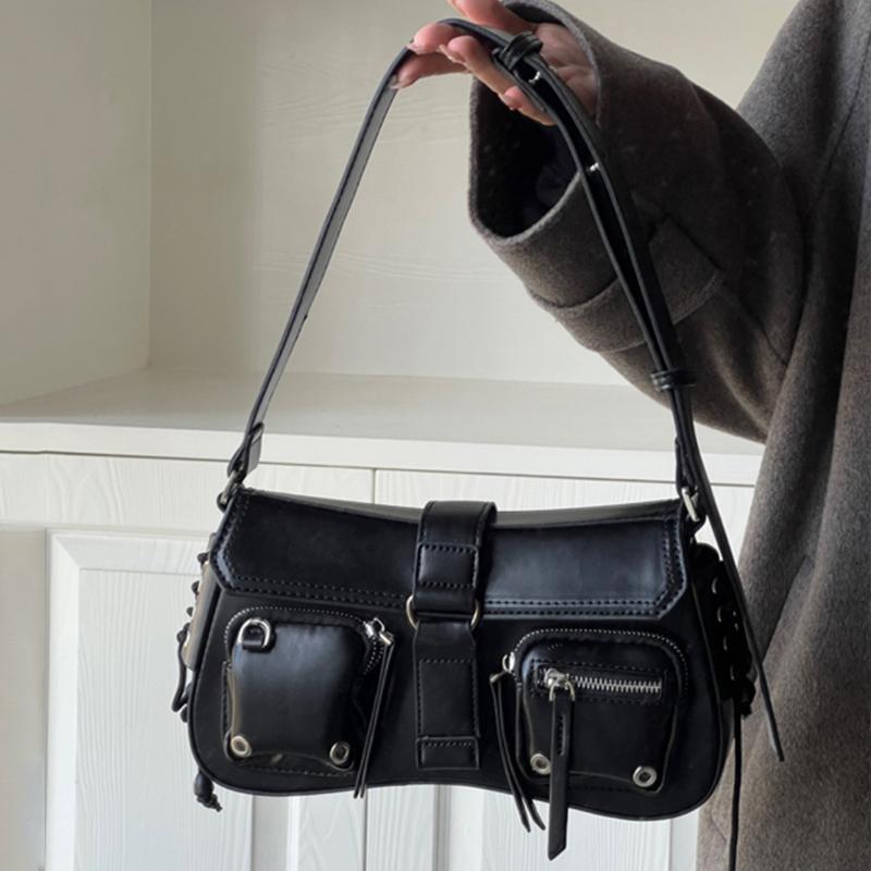 Yogodlns Готическая панк крутая женская сумка подмышки для девочек сумки через плечо модный дизайн из искусственной кожи женские винтажные маленькие сумки-тоут