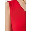 Deep Front Back V Neck Viscose Blouse Red