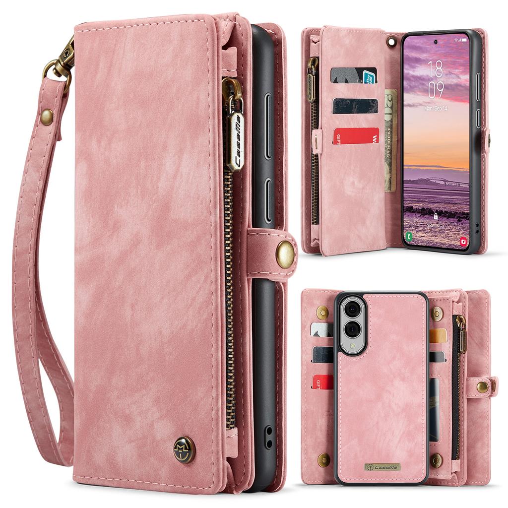 Для Samsung Galaxy S25 Edge Чехлы для телефона CASEME Кожаный чехол со съемным кошельком и ремешком