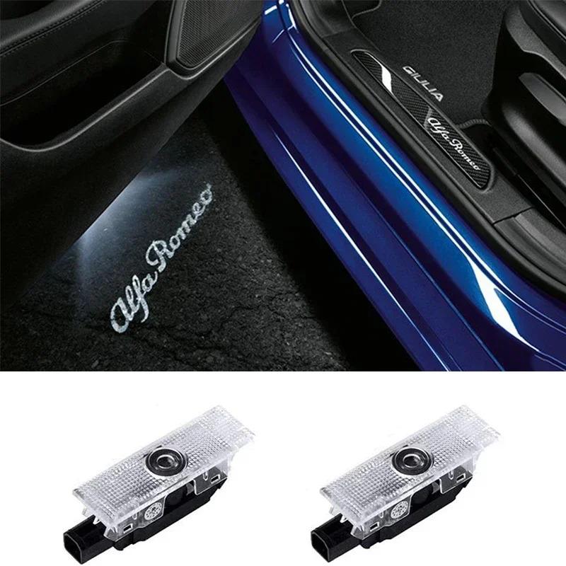 Car Stickers 2pcs LED Car Welcome Logo Light Door Projector Light For Alfa Romeo Giulia 952 Tonale Mito, Spider 159, Stelvio 94KB1