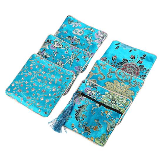 Great Super Soft Fabric Coin Bag Small Jewelry Embroidery Organizer Pouch for Office