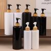 300/500Ml Cylindrical Bamboo Pump Dispenser Bathroom Pet Dish Soap Bottle Lotion Refillable Shower Gel Liquid Frosted Container