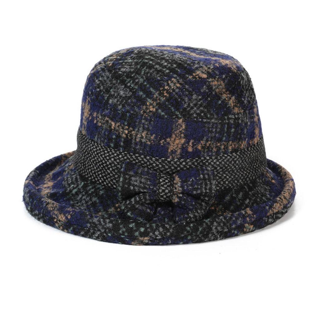 Tweed Fisherman Hat Thickened Warm Bowler Hat Elegant Bucket Hat For Ladies