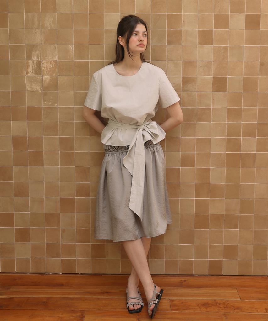 Auro Banding Shirring Skirt [ Silver ]