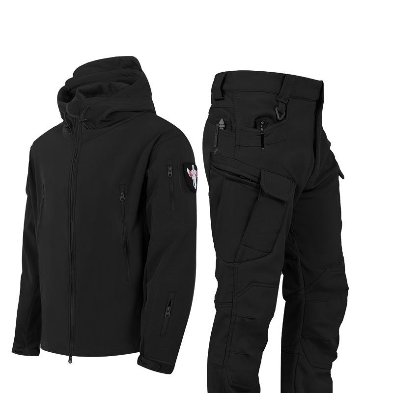 Outdoor Sharkskin Softshell Windbreaker & Trousers for Autumn/Winter - Cold-Proof, Warm, Waterproof Jacket Set