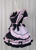 Maid Gothic Waitress Cosplay Costume with Frilled Lolita Neat and Perfect for Cafes and Amusement Short Black and Pink Ear Size [Shangki