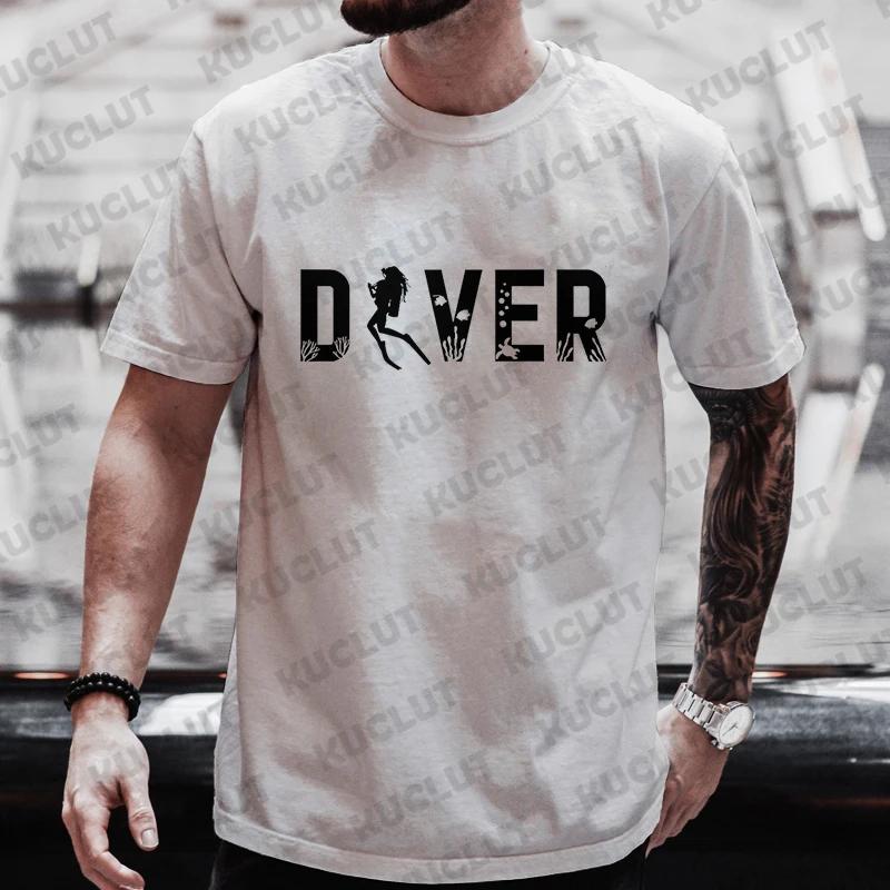 Diver 200 Bar Смешные футболки Мужские летние рубашки Harajuku с коротким рукавом Уличная одежда Топы свободного покроя Одежда для подводного плавания Мужская одежда