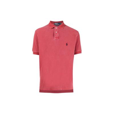 Polo SS22 Однотонная футболка-поло с логотипом, короткий рукав, мужская одежда, топы, Красный 710850860-002